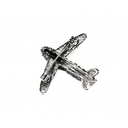 Airplane-shaped brooch decorated with black stones (6697)