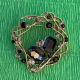 Brooch with large black and clear crystals in an elegant gold setting (6705)