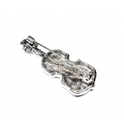 Violin-shaped brooch decorated with dark blue stones (6707)