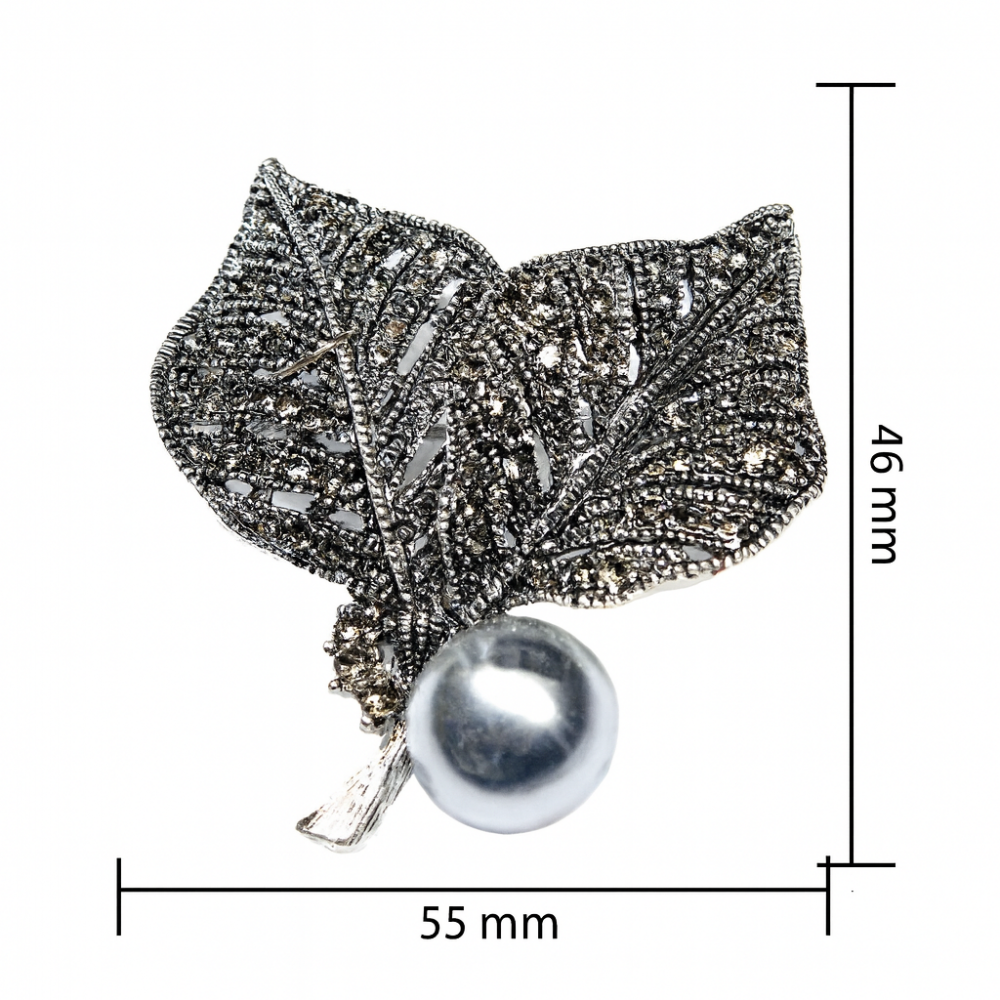 Brooch ‘Silver Leaf with Pearl Brooch’ (6719)