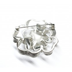 Brooch ‘Silver Rose with Emerald’ (6739)