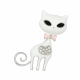 An elegant brooch in the shape of a white cat — a stylish and delicate accessory with sparkling rhinestones and a cute pink bow. (6745)