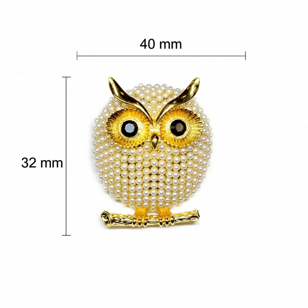 Owl brooch with pearl inserts (6780)