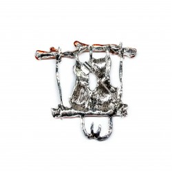 Romantic brooch with two cats on a swing (6781)