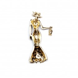  BROOCH. LADY IN RED, ENAMEL (6805)