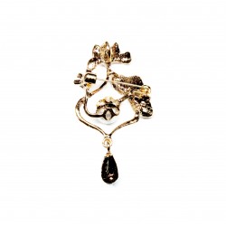  BROOCH. STYLIZED BOUQUET OF FLOWERS WITH PEARLS (6803)