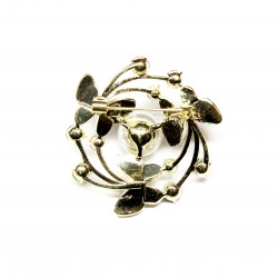  BROOCH. STYLISED CIRCLE WITH BUTTERFLIES, RHINESTONES AND PEARLS (6809)