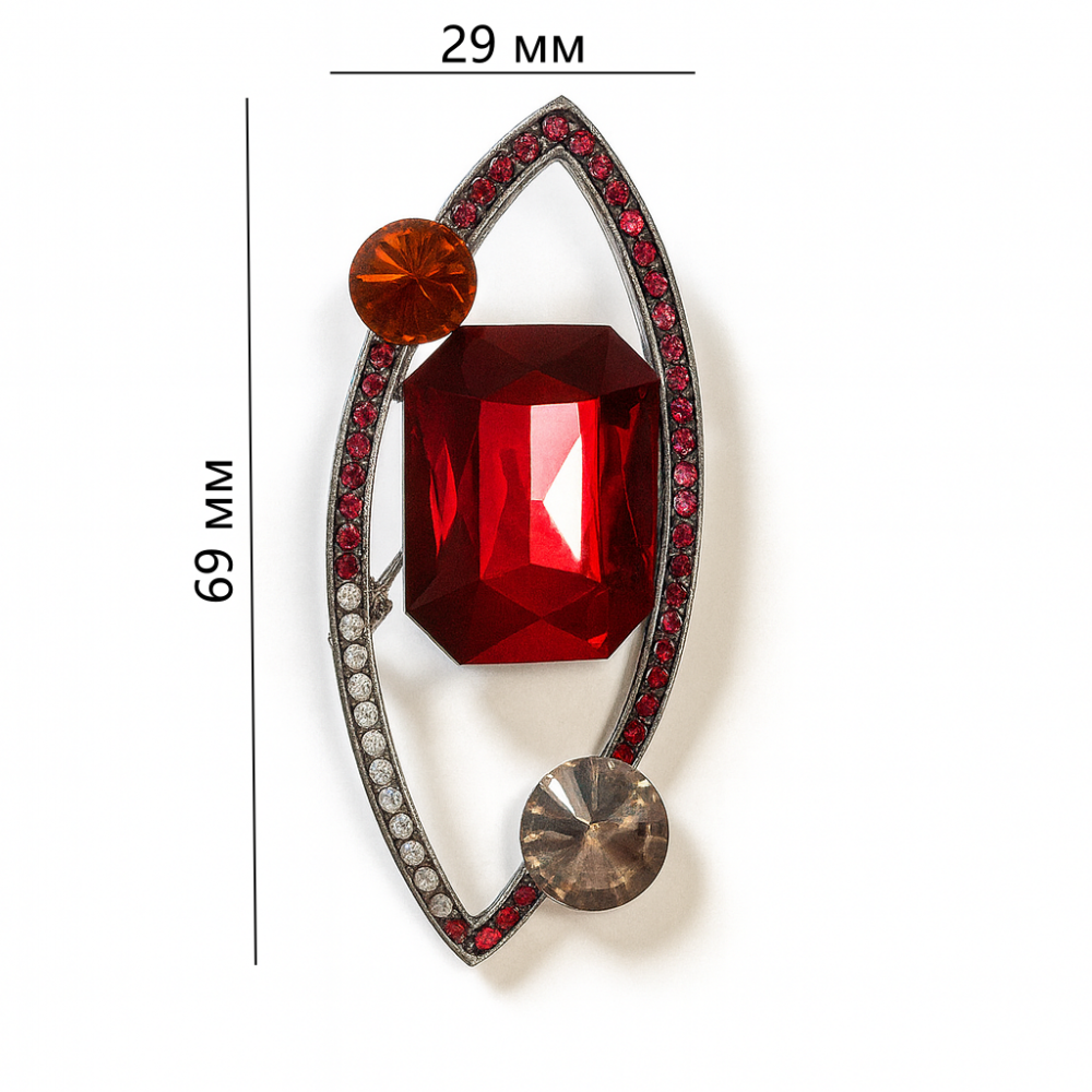 Brooch with red stone (6897)