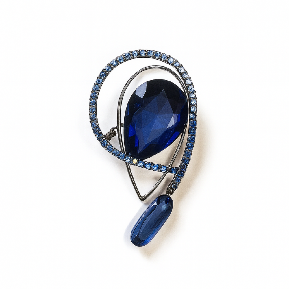 Brooch with blue stone (6901)