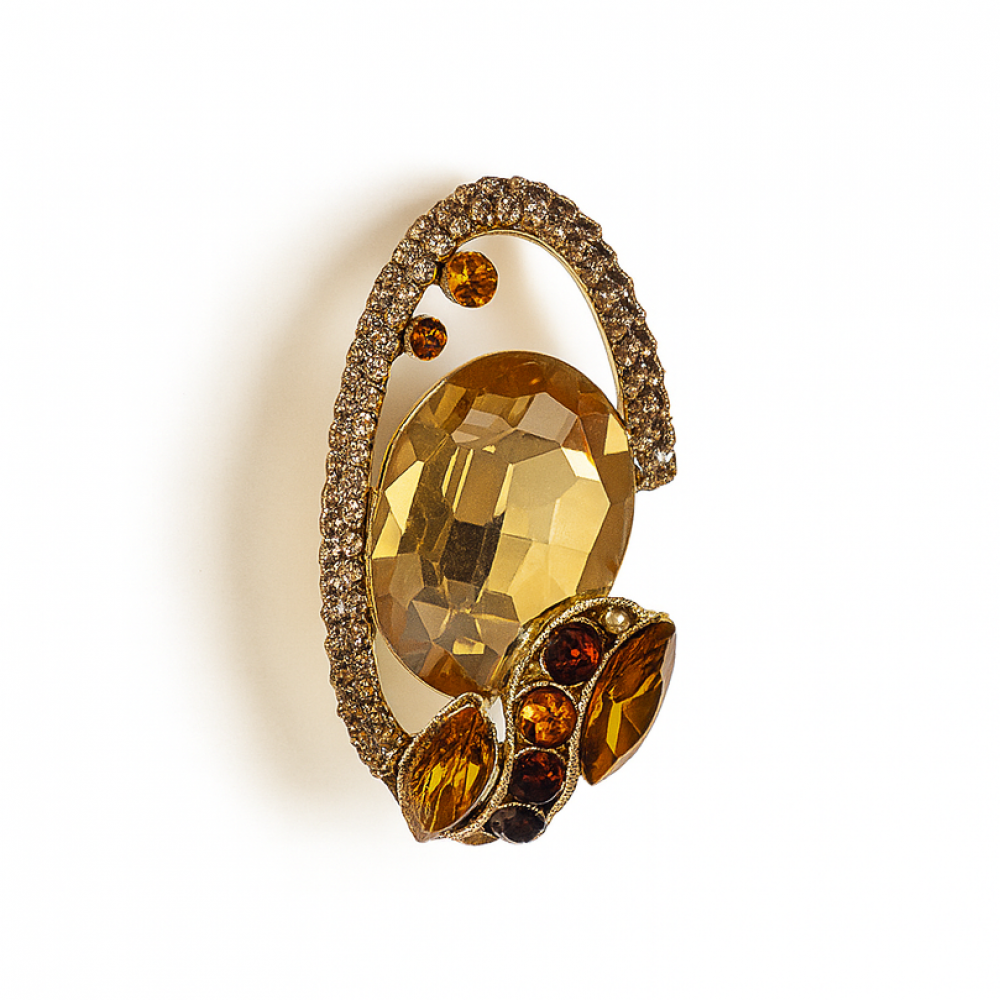 Brooch with yellow stone (6903)