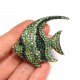 Stylish fish-shaped brooch decorated with sparkling green rhinestones of various shades. (6502)