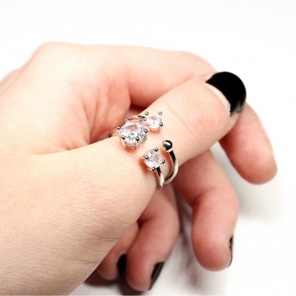 Adjustable ring with zircons Lux (F90L1112) 