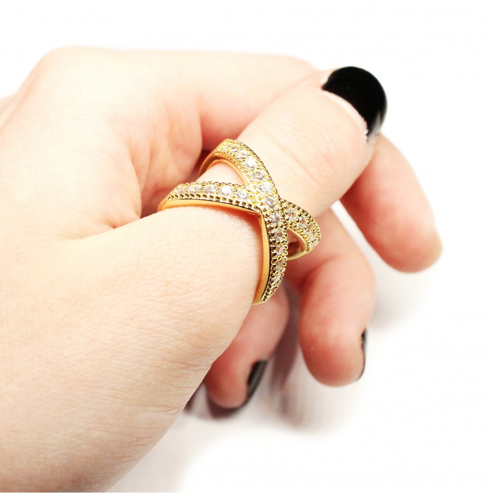 Adjustable ring with zircons Lux (F90L3108) 