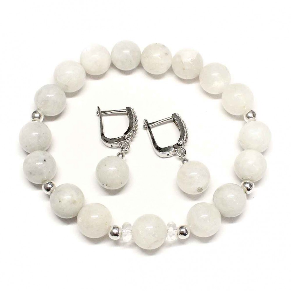 Set Moonstone/Rock crystal + gift box (62200)