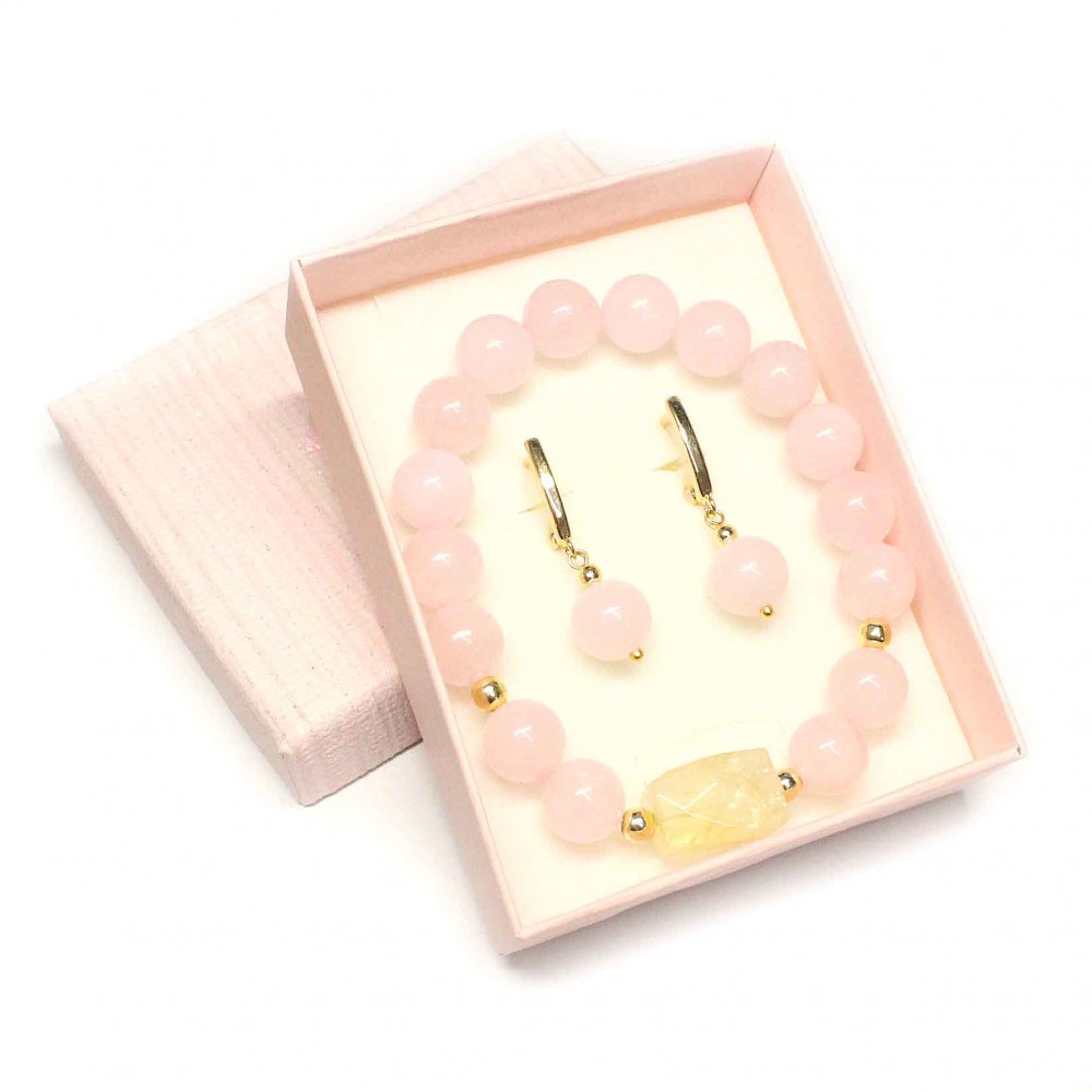 Set Rose quartz/Citrine + gift box (63200)