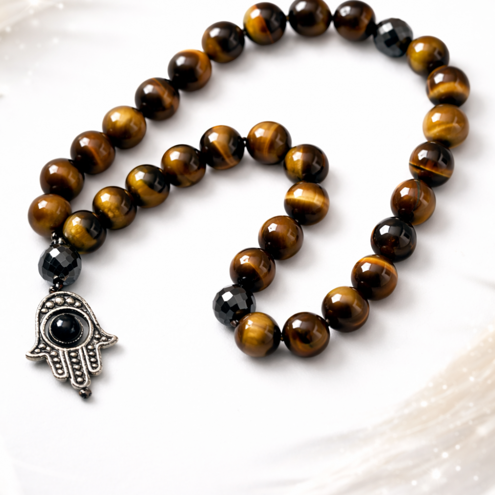 Prayer beads made of Tiger's Eye and Hematite