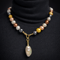 Imitation Pearl Necklace with Baroque Pearl Pendant