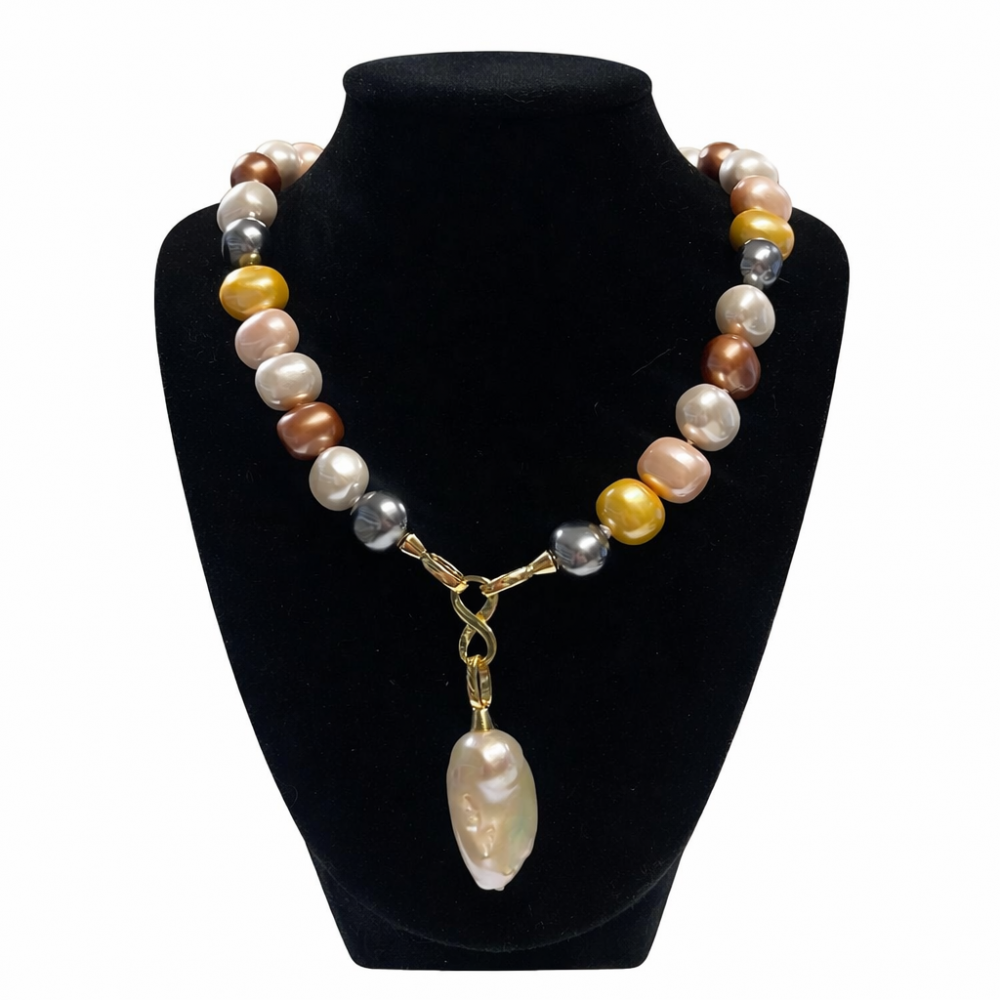Imitation Pearl Necklace with Baroque Pearl Pendant