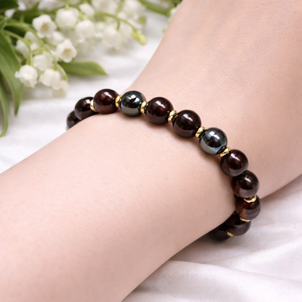 Garnet and Hematite Bracelet