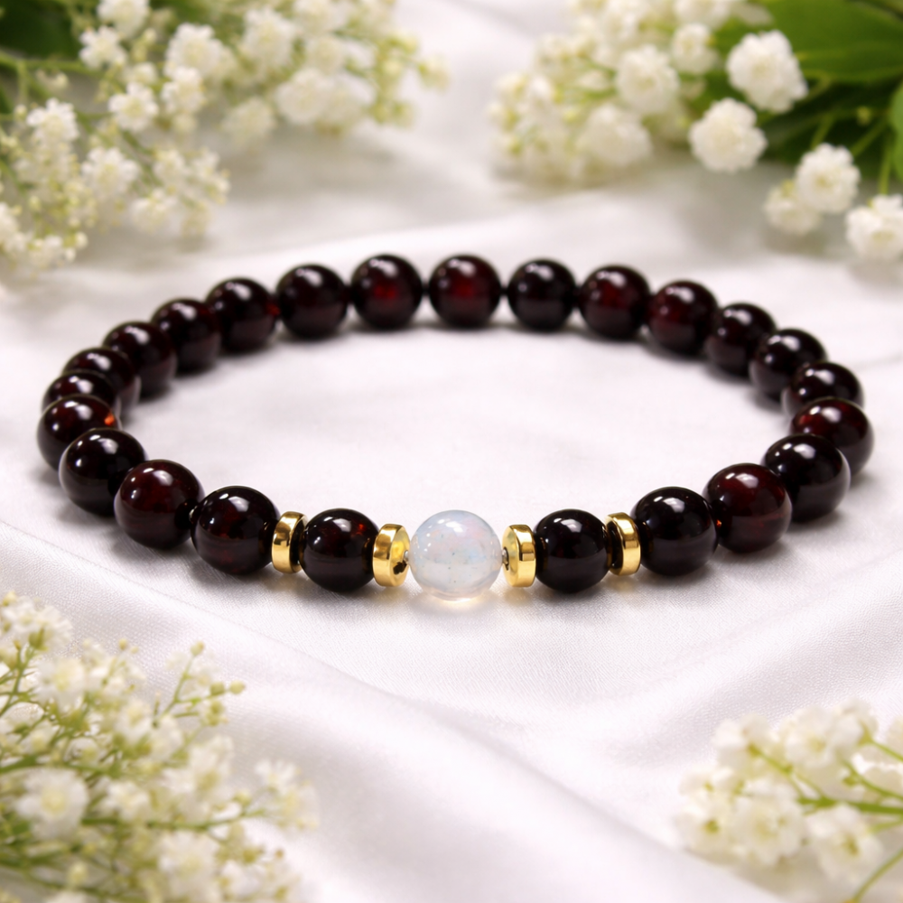 Garnet, Labradorite and Hematite Bracelet