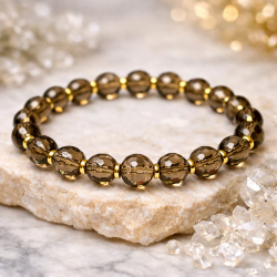 Bracelet made of Smoky Quartz and Hematite