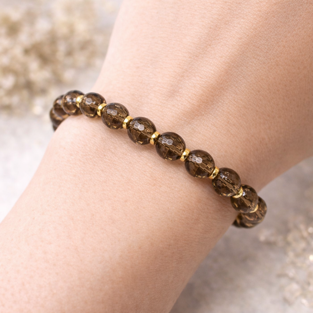 Bracelet made of Smoky Quartz and Hematite