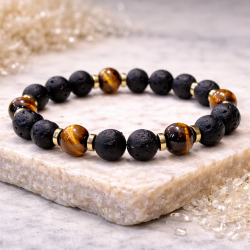 Men’s Lava, Tiger’s Eye and Hematite Bracelet