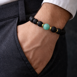 Men’s bracelet made of lava, amazonite and hematite