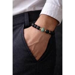 Men’s bracelet made of lava, chrysocolla and hematite