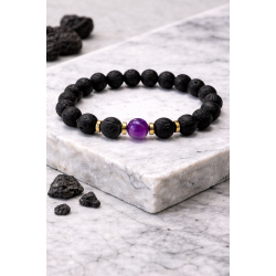Men’s bracelet made of lava, amethyst and hematite