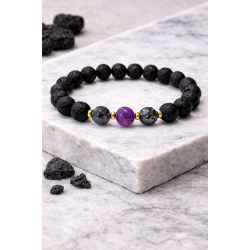 Men’s bracelet made of lava, amethyst and hematite