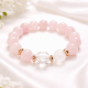 Natural Rose Quartz Bracelet with Hematite and Rock Crystal