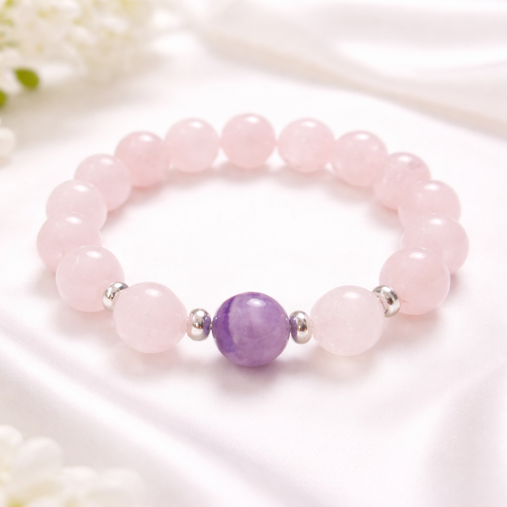 Rose Quartz, Amethyst and Hematite Bracelet