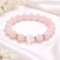 Rose Quartz, Hematite and Selenite Bracelet