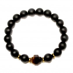 Men bracelet Agate/Tiger's eye/Hematite (021052)