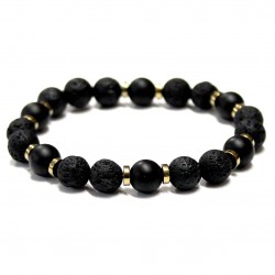 Men bracelet Lava/Agate/Hematite (201052)