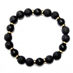 Men bracelet Lava/Agate/Hematite (201052)