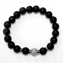 Men bracelet Lava/Agate/Hematite (201061)