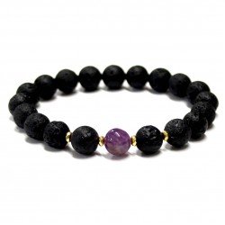 Men bracelet Lava/Amethyst/Hematite (201055)