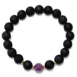 Men bracelet Lava/Amethyst/Hematite (201055)