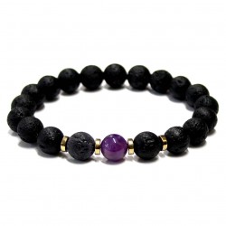 Men bracelet Lava/Amethyst/Hematite (201057)