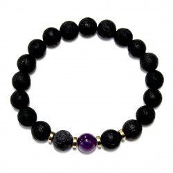 Men bracelet Lava/Amethyst/Hematite (201057)