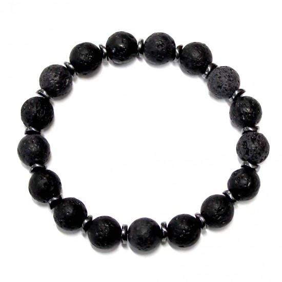 Men bracelet Lava/Hematite (201051)