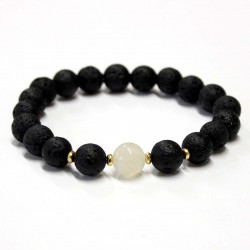 Men bracelet Lava/Moonstone/Hematite (201060)