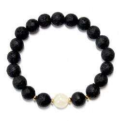 Men bracelet Lava/Moonstone/Hematite (201060)