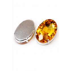 Oval Crystal in Silver Setting 29×21 mm (Gold) – 5 pcs