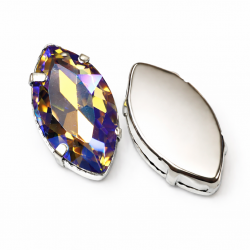 Marquise Crystal AB 30×17 mm in Silver Setting – 5 pcs