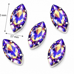 Marquise Crystal AB 30×17 mm in Silver Setting – 5 pcs