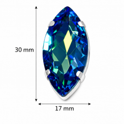 Marquise Crystal 30×17 mm in Silver Setting – 5 pcs