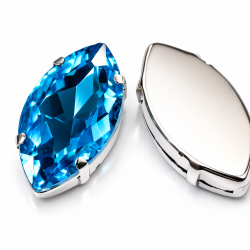 Blue Marquise Crystal 30×17 mm in Silver Setting – 5 pcs